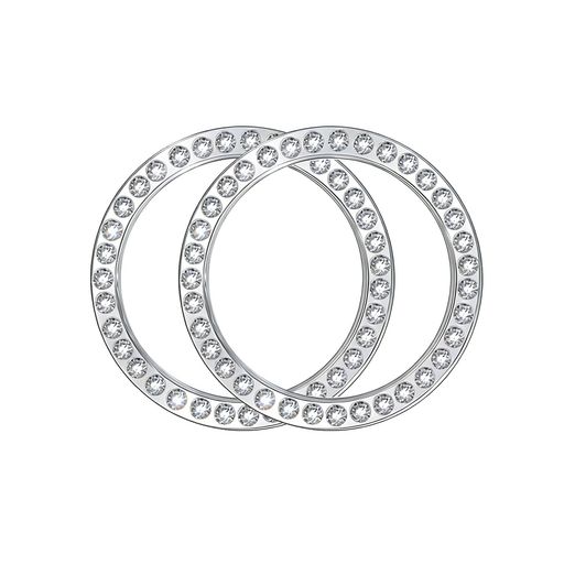 FamGift カー用品 ワンタッチスタートボタン装飾リング 手作りビジュー貼り クリスタルイグニッションリング 車内アクセサリー 2 枚入 (ホワイト)