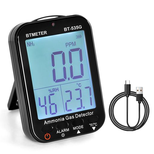 BTMETERBT-535G臭気測定器アンモニア検知器NH3濃度検出器測定範囲0-100ppm分解能0.1PPM、アラーム、温度(°F/°C)、湿度、養鶏、農場、研究に適したLCDバックライト表示付き—日本語説明書付き