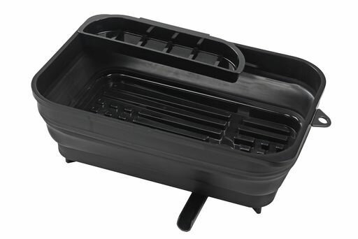 BLKP.パール金属水切りかごラックトレー付折りたたみできる可動式排水ノズル付コンパクト収納日本製ブ..