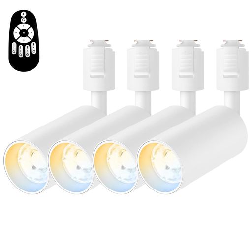 照明 【一体型スポットライト】消費電力:4.5W。ビーム角:約36度。可動範囲:上下約90度、回転約350度。パッケージ:4個入+1個リモコン。(電池別売り。物流の安全を確保するため、当社のリモコンには電池が含まれていません。)該当商品に3年間の長期保証をお付けしておりますので、安心してご使用いただけます。 【調光調色機能付き】無段階調光調色可能で、温かみのある電球色、清々しい昼光色、その中間の白色にも調整でき、お好みに合わせて思いのままに灯りをコントロールできます。常夜灯モードにも対応可能です。調光で実現できる節電効率は90%! 美しいだけでなく省電力も実現!2.4GHz無線式リモコンで複数のライトをグループ分けし、グループ内に登録したライトの明るさ・色を調節できます。離れたところからでもリモコンで簡単にON/OFF、明るさ調整できます。 【角度の自由調整&amp;取り付け簡単】上下方向に約90度、回転方向に約350度、照射角度もシーンに合わせてお好みの角度に調節出来ます。インテリア照明やアクセント照明に、かなり洒落です。工具不要、配線ダクトレールやライティングレール上に自由に配置できます。