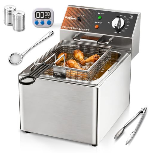 Freezers, Refrigerators - フライヤー業務用12Lタイマー付属大容量卓上フライヤー80-200°C温度調節ステンレス電気フライヤー省エネ家庭用揚げ物用お手入れ簡単日本語の説明書付き(100/110V)