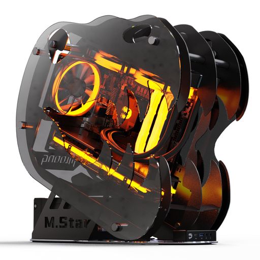 【異形竜頭型】PCケースゲーミングpcケース恐竜の頭の如くMicroATX/Mini-ITX・ATX電源対応自作パソコン自作PCケースSPCC鋼板・強化ガラス採用RGBファン1基付属240mm水冷対応静音設計USB3.0