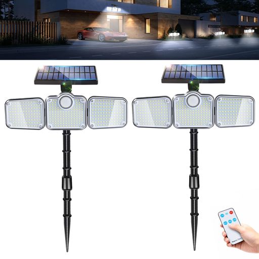 Gleazon ソーラーライト 屋外 センサーライト【2Way埋め込み/壁掛け・超高輝度・321LEDs・3000ルーメン・360°照明・光/人感センサー・3つ点灯モード・リモコン付き・内蔵2400mAh大容量・IP65防水…