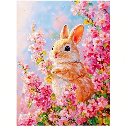 乐天商城 - LEADINTOPダイヤモンドアート花柄ウサギ30X40cm丸いビーズダイヤモンドペインティングキットモザイクアート人気ビーズアートかわいいDIY手作り手芸プレゼント装飾