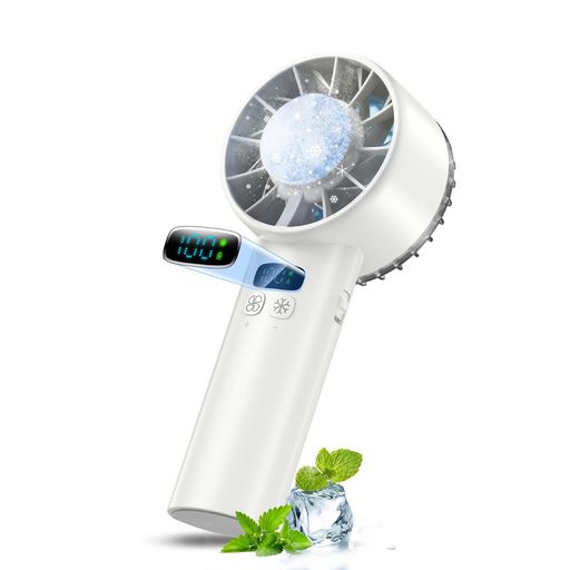🧊【2026年夏新登場!冷却プレート付き!熱中症対策に最適!】冷却プレートとファンの二重構造を採用し、冷却プレート付きの携帯扇風機です。冷却機能と併用するとさらに涼しく。炎天下で冷却機能をオンにすると、1秒で瞬時に冷却されます。頬、額、手首、首などに触れると、肌が瞬間的に氷で冷やされたような涼しさを感じ、体感温度を下げることができます、暑苦しい夏でも快適に過ごせます。熱中症対策には最適です!シンプルなデザイン、贈り物としても最適です。友人、家族、同僚など誰に贈っても喜ばれること間違いありません! 🌀【100段階自由調節・超強風速UP!】夏をより快適にするため、ハンドヘルドファンには100段階の風量調節機能が搭載されており、お好みや状況に応じて快適な風量を選択できます。1~50段階は弱風から中風モードで、職場や図書館での使用に最適です。51~100段階は強風から超強風モードで、最大回転数13000rpmの強力な気流を提供します、より強力な風を吹き出します。強力なモーターを搭載したターボ構造を採用し、吸い込んだ熱気を急速に圧縮して冷却し、涼しい風を吹き出します。
