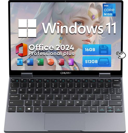 CHUWIノートパソコンOffice2024搭載10.5インチMiniBookXN15016GRAM+512GROM(1TBSSD拡張)+360°回転タッチスクリーン1920*120016:10
