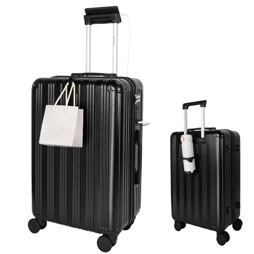 [SKYFLY]スーツケースMサイズキャリーケース片開き軽量キャリーバッグ超軽量耐衝撃PC+ABSファスナータイプ【2026新販売1つで5役変幻自在の多機能】ドリンクホルダー収納式フックスマホスタ…