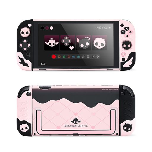 GeekShareSwitch2カバースイッチ2025Switch2対応PC+TPU製joycon全面保護薄型傷防止汚れ防止耐衝撃取り外し簡単(2枚スティックカバーつけ)-スカル