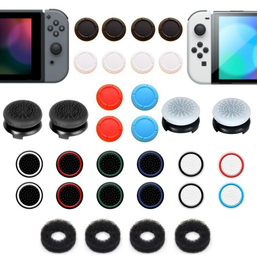 Rakuten - ZHI-NYLLDJSswitch適用フリークスティックカバージョイコンスティックカバーアナログスティックカバーswitch/有機EL/lite対応スティックカバーアシストリング収納ケース付きブラックセット