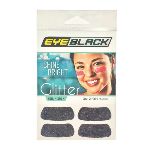 Sport - EyeBlackブラックソフトボールキラキラアイブラックストリップ、2ペアGlitterBlack