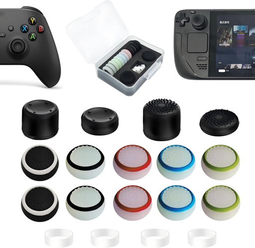 ZHI-NYLLDJSフリークSteamDeck対応Xbox対応コントローラーフリークコントローラースティックカバーアシストリング収納ケース付き(フリーク4個/スティックカバー4個/アシストリング4個)ホワイ…