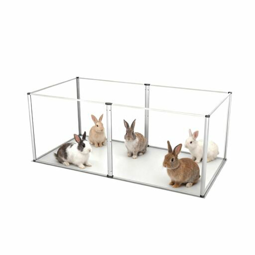 BingoPaw小動物サークルアクリル透明大きいワイド散歩部屋んぽサークルハムスターデグーうさぎチンチラ爬虫類モルモット遊び場連結マット付噛まないおしゃれ可愛い120x60x40cm