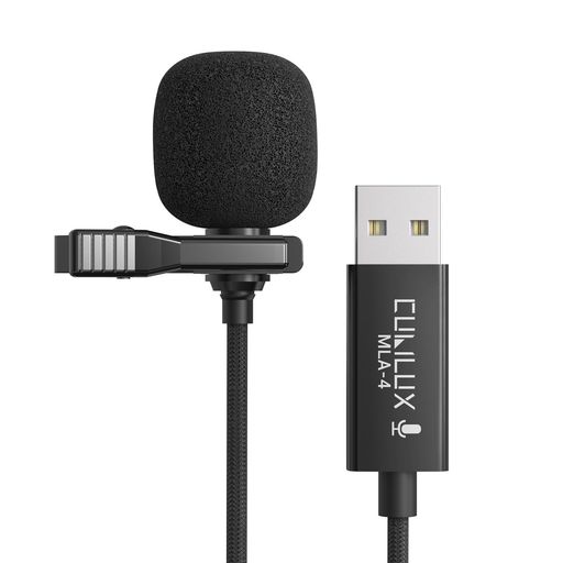 Cubilux USB Microphone for PC, Unidirectional High Sensitivity USB-A Lavalier Clip-on Mini-Clip Microphone, Compatible with PCs, Laptops, Recording, Skype, Zoom Meetings, and Live Streaming, 1.2m