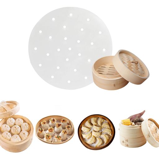 aninako 100枚入り 丸型 せいろ 蒸篭シート セイロ 【7cm/9cm/10cm/12.5cm/15cm/18cm/20cm/21.6cm/24cm/26cm】 ペーパー 中華セイロ用調理用紙 使い捨て 丸型 穴あき 点心 蒸し器シート