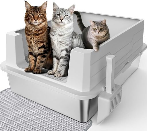 猫用トイレ 🐱【お手入れ簡単、時間を大幅に節約】表面が滑らかなステンレス製。猫砂がこびりつかず、サッと洗い流すだけ。プラスチックのようなゴシゴシ洗いとは無縁です。 🐱【抜群の通気性、ニオイをブロック】オープン設計が空気の流れを生み、ムレやニオイのこもりを防止。密閉型より爽やかな空間をキープします。 🐱【ハイサイド設計、飛び散り防止】高い側壁が猫砂の飛び散りを抑制。滑り止めパッドが安定性を高め、動作音も軽減します。 🐱【傷に強く、永く使える】劣化してざらつくプラスチックとは違い、このステンレスは傷つき知らず。なめらかな表面が毎日の掃除を楽にします。 🐱【長期的に選ぶべき、納得の一台】頻繁な買い替え不要。お手入れがラクでコスパにも優れ、賢い選択です。 🐱【完璧なセットでさらに快適】ステンレストイレに、猫砂マットとスコップがセットに。すべて揃って、すぐに使い始められます。 🐱【付属品1(猫砂マット)】ハニカム構造が猫砂をしっかりキャッチ。洗えて清潔、ニオイも飛び散りもおさえます。 🐱【付属品2(猫砂スコップ)】手早くしっかりふるい分け。フック付きで、使いたい時にすぐ手に取れます。