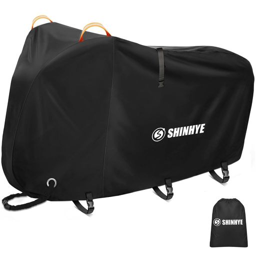 SHINHYE自転車カバー防水厚手破れにくい420D4箇ワンタッチバックル風飛び防止全天候対応雨避けUV加工盗難防止29インチまで対応通常サイズ収納袋付(ブラック)
