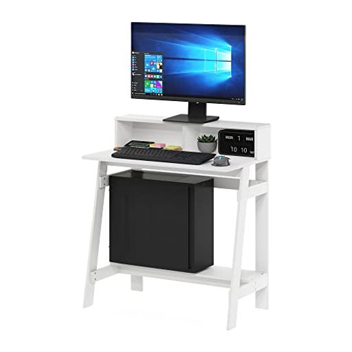 フリノ(Furinno) パソコンデスク・コンピュータデスク・学習机 A字型フレーム 置き棚付き Simplisticシリーズ カラー:ホワイト 14054WH