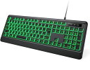 大きめの文字バックライト付きコンピューターキーボード、7色バックライトリストレスト付き、USBプラグアンドプレイ、見やすく入力しやすい特大文字キー、有線ライトアップノートパ…