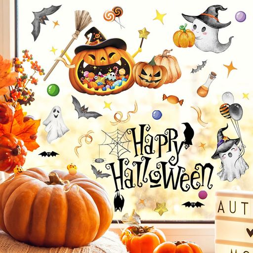 乐天商城 - ハロウィンウォールステッカーハロウィン飾りハロウィン静電ステッカー剥がせる静電気シール窓ステッカーインテリア窓シールウォールステッカーカボチャステッカー
