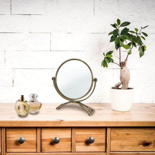 かわ畑貿易卓上化粧鏡卓上ミラーアンティークゴールドスタンド付き