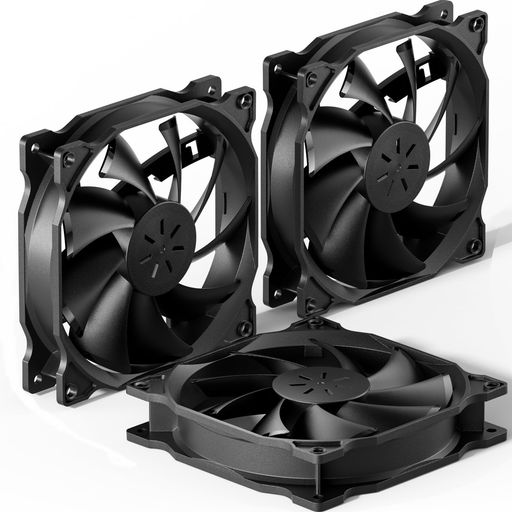 upHere 120mm PCケースファン 静音タイプ 25mm厚 1200rpm 小3ピンとペリフェラル4ピン 3本黒い【12BK3-3】
