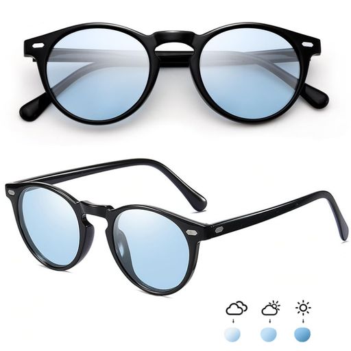 Sunglasses - Feisedyメンズ調光変色偏光サングラス屋外サングラスUV400保護紫外線カットレディースサングラス釣り運転超軽量カラーレンズ(調光·変色レンズ)丸めがねB1137