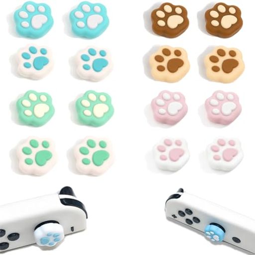 TUDOUZZZSwitchスティックカバーボタンカバー16個セット滑り止め保護カバーロッカーキャップ猫手肉球猫の爪Joy-Conジョイスティックカバー取り付け簡単