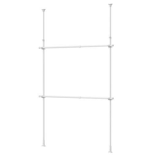 HEIANSHINDOつっぱりハンガーラック2段ワイド壁面収納伸縮マットホワイト幅99~162cm高さ200-275cmTNP-30WH平安伸銅工業