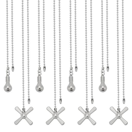 Hanging Lights - BENECREAT8本セット天井ファンチェーン30cm長さ電球とファンの形延長チェーン合金製ヴィンテージ装飾オーナメント天井扇風機テーブルランプ照明器具ベッドサイドランププラチナ色