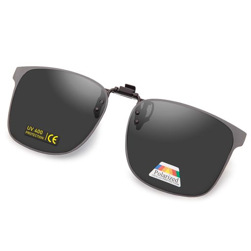 [JO]跳ね上げ式サングラスメンズ偏光クリップオンメガネの上から超軽量UV400レディース幅広運転用人気釣り用クリップオンサングラスグレー