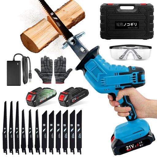 【強力な切断能力・無断変速】レシプロソーは強力なモーター搭載、高速切断を実現!往復ストローク幅は20mm、切断速度は毎分最大3000カットで、正確な切断作業から大量の切断作業まで簡単に対応できます。電動のこぎりの切断能力は以下の通りです:木材:15cmPVC管:15cm軟鉄管:10cm軟鉄材:3mm厚。スイッチトリガーの押し具合でブレードの最適な切断速度を調整でき、作業内容や切断素材に応じて対応します。優れた切断能力で作業がはかどりで家庭用にとって最適です。 【LED付き&amp;安全ロックボタン】電動ノコギリハンドルには滑り止めラバーを採用し、手にフィットして往復鋸の振動と滑りを効果的に軽減します。長時間の作業による疲労を軽減し、操作の快適性を向上させます。スイッチ引金は、安全ロックボタンを押さなければ引けない、スイッチ引金を離すと動作停止します。ダブルロックで誤操作防止します。人間工学に基づいた滑り止めハンドルは手にフィットし、非常に快適で、振動や滑りを効果的に低減し、疲労を軽減し、作業の快適さを向上させます。さらに、往復鋸の先端に内蔵されたLEDライトにより、暗い場所でも簡単に作業できます。