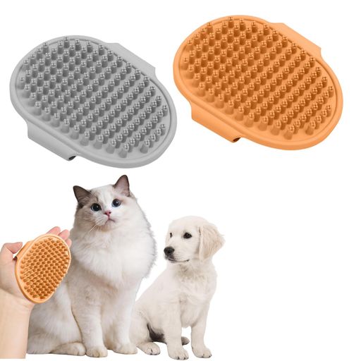 ペットシャンプーブラシ2個入り犬用ブラシ猫用ブラシ調節可能なストラップ付き柔らかいラバー素材マッサージ効果抜け毛除去お風呂用ペットグルーミング