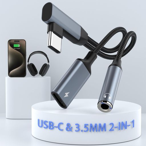【最新設計モデル】タイプCイヤホン変換アダプタL字型設計PD60W急速充電DAC搭載充...