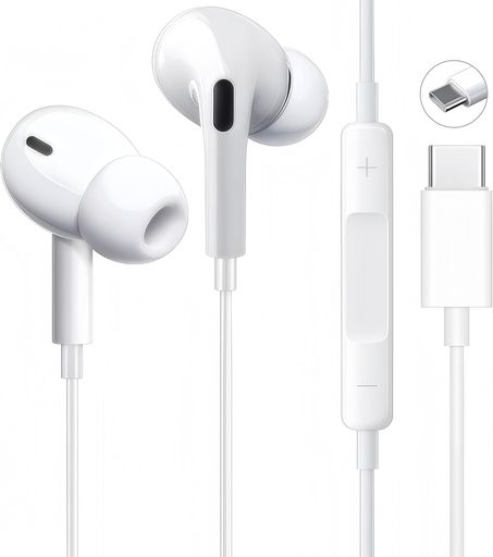樂天商城 - タイプcイヤホン有線Type-Cイヤホン【2026新のヘビーベースiPhone17/16対応】小型·軽量防水マイク付きHiFi通話可能音量調節騒音低減快適な装着感人間工学絡み防止遅延なし
