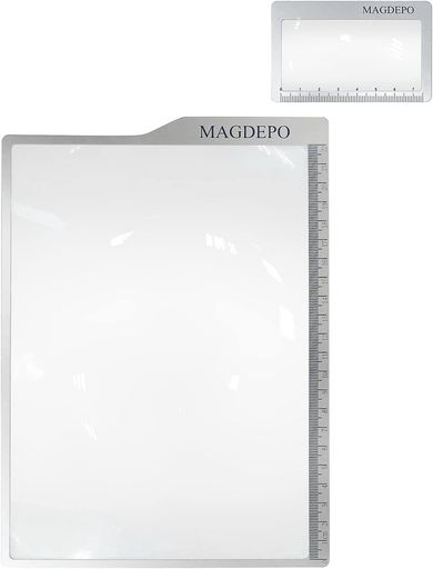 MAGDEPO Measuring Magnifier for Reading Newspapers with Lens Sheets, 3x Magnification, Very Thin; Insect Encyclopedia, Gakken Magnifying Glass & Encyclopedia Set, Weed Observation Book, Science & Technology Bonus Card Magnifier