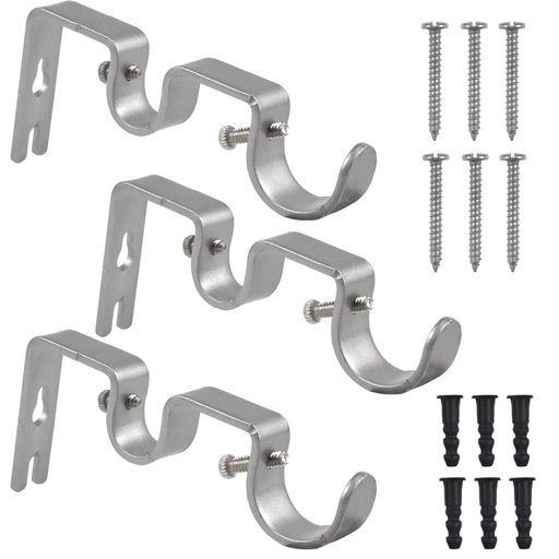3個セットカーテンロッドブラケット122x53x16mm金属窓カーテンカーテンレールカーテンブラケットフック壁用ブラケットフック長さ調整可能竿受け物干し室内屋外物干し竿固定壁付け物干し…