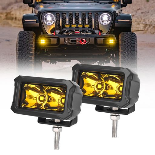 NORTHYUN LEDフォグランプ 車用 20W イエロー ワークライト 角形 角度調整可能 12V...