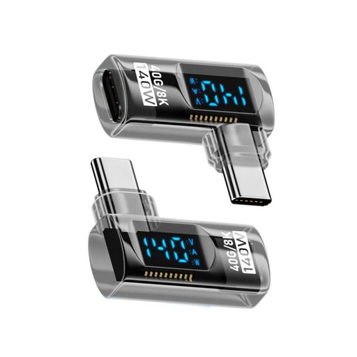 cablecc40Gbps140WUSB4.0Type-CスマートLEDディスプレイUSB-Cオス-メス延長アダプター左右角度電流電圧モニタリング