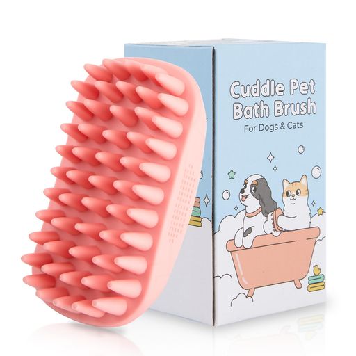 其它 - SOONTAN猫犬ペット用シャンプーブラシ毛取りペット用品犬猫兼用・深層洗浄マッサージ機能付き・滑り止め設計・ピンク&ブルー(PINK)