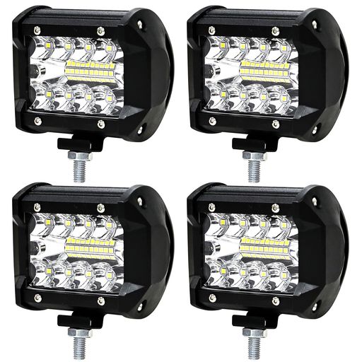 4個セットLED作業灯 9V-32V対応 補助灯 LEDワークライト9.3cm 60W 6500K IP68 防水 LEDライトバー スポット デッキライト ポッドライト コンボ付き キューブ作業ライト LED投光器 広角 集光両立 常夜…