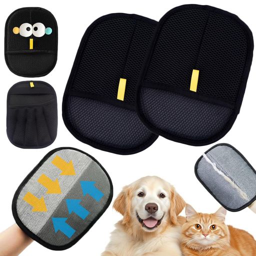 Care Supplies - 猫毛取り手袋犬毛取りグローブ2個入りペットグローブブラシ猫の毛除去手袋両面ペットグルーミンググローブ猫犬ウサギ小動物用静電気除去ブラシ再利用可能家具衣類ソファ家庭用ペッ…