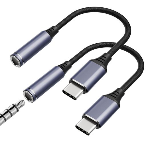 樂天商城 - 【2個セット】MoKoUSBCto3.5mmイヤホンジャック変換アダプターケーブル式3.5mm4極3極TypeCイヤホン/ヘッドセット変換アダプタアルミ合金製&ナイロン編みDACチップ搭載音楽/音量調節/通話