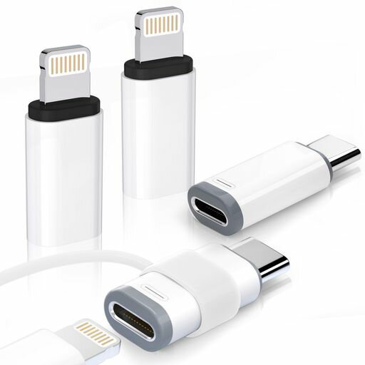 iCarezライトニングタイプc変換用アダプタ(2+2個セット)480Mbpsデータ転送/10W充電...