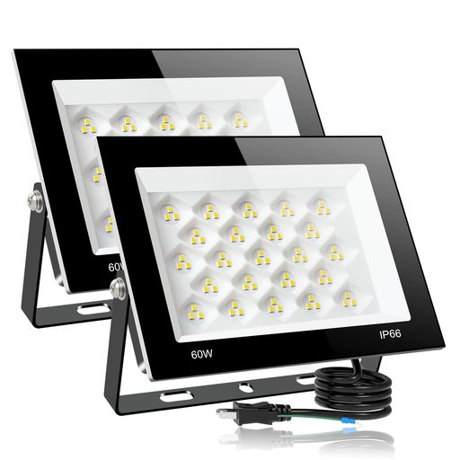 LED投光器 60W 8000LM ワークライト 作業灯 IP66防水 昼光色 6500K LEDライト 屋内屋外 100V対応 高輝度 高演色Ra85以上 省エネ 120°広角 屋台 照明 防災対策 PSE認証済み 日本語取扱説明書付き【 2個…