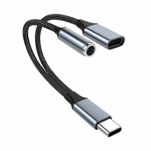 USBCto3.5mm2in1タイプCイヤホン変換5V/2A4極3極イヤホンジャック充電しながら通話...