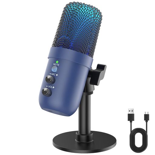 Rakuten - コンデンサーマイクUSBマイクゲーミングマイクPCマイク卓上192kHz/24bitアクティブノイズキャンセリングエコモード搭載RGBライトカーディオイド静音機能付き高感度集音多機能プラグ&プレイ…