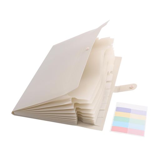 ファイル ドキュメントファイル 12ポケット 書類収納ボックス ファイルケース A4 スナップ式 防水 ポケットバッグ 書類整理 分類収納 文房具 学校(MacaBeige-12ポケット)