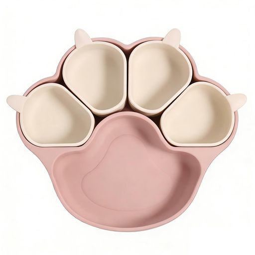 Plate, Bowl, Set - BTtimeベビー食器セット5グリッドひっくり返らない吸盤プレート赤ちゃん用可分離式食器離乳食食品級シリコン製‌シリコンプレート‌滑り止め出産祝い猫の爪ギフトプレゼントギフト対…