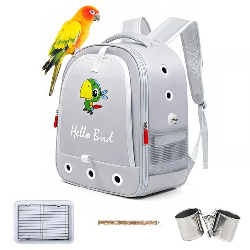鳥用 キャリーバッグ インコ キャリー リュック 【可視窓付き·ペットの安心感がたっぷり】 移動用ケージ 外出便利 通気性 散歩 通院 避難 おでかけ 旅行 ピクニックに最適 2*餌入れ&防水… createlabo-10064671 クリエイトラボ パッケージ画像
