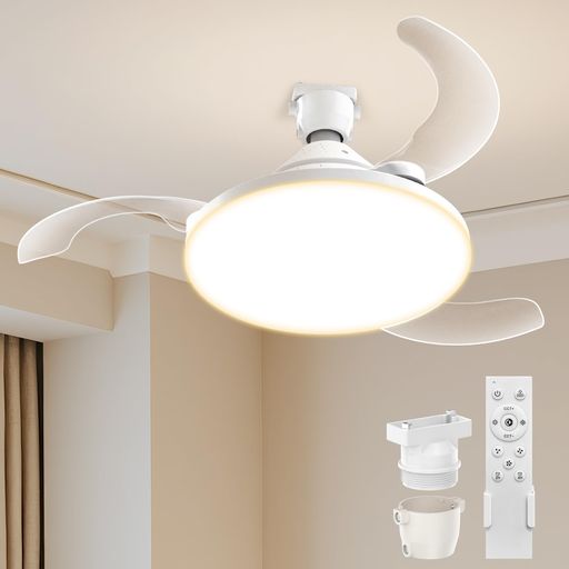 Rakuten - 【隠れ羽根設計】TENKOO&YOUシーリングファンライトE2634W5000lm8畳led扇風機付き照明【壁スイッチメモリー機能追加】DCモーター天井ライト無段階調光調色メモリー機能タイマー付き静音薄型…